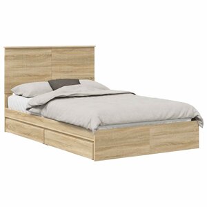 vidaXL Lit de Rangement Chêne Sonoma 120 x 190 cm Bois d'ingénierie