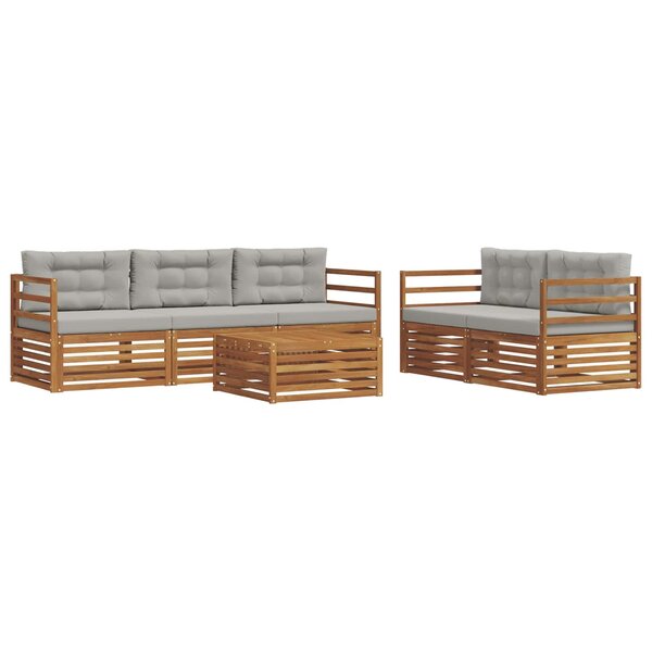 vidaXL Ensemble de canapés d'extérieur 6 Pièces Gris Naturel et Clair