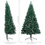 vidaXL Demi-arbre de Noël artificiel pré-éclairé et boules vert 120 cm