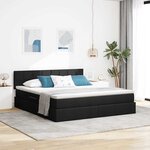 vidaXL Lit avec rangement et LED avec matelas Noir 160 x 200 cm tissu