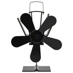 vidaXL Ventilateur de poêle alimenté par chaleur 5 pales Noir