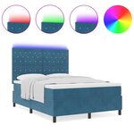vidaXL Lit à ressort avec matelas et LED Bleu foncé 140x190 cm Velours