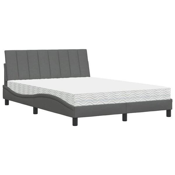 vidaXL Lit avec matelas Hanko gris foncé 140x190 cm tissu