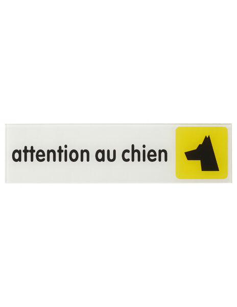 THIRARD - Plaque de signalisation Attention au chien plexiglass adhésif 170x45mm - THIRARD