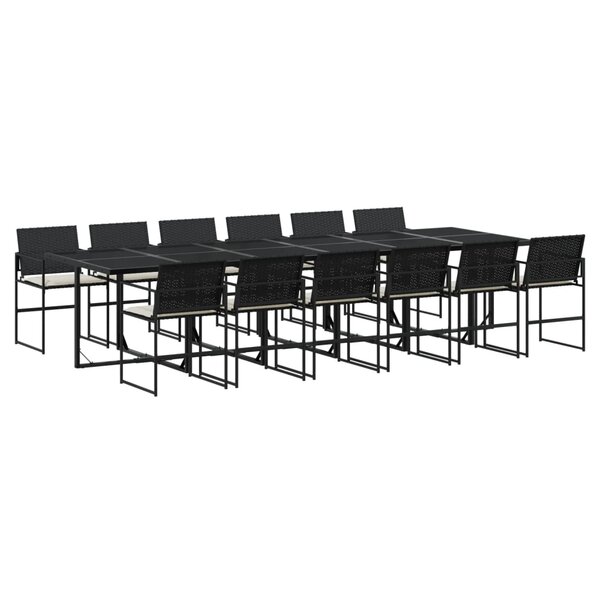 vidaXL Ensemble à manger de jardin 13 Pièces coussins noir résine tressée