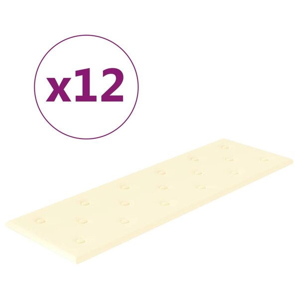 vidaXL Panneaux muraux 12 Pièces Crème 90x30 cm Similicuir 3 24 m²