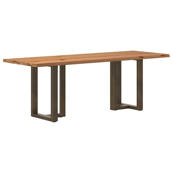 vidaXL Table à manger et bord naturel bois massif chêne rectangulaire
