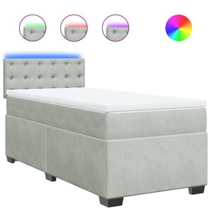 vidaXL Sommier à lattes de lit et matelas Gris clair 90x190 cm Velours