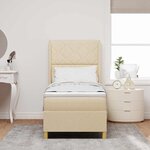 vidaXL Lit à ressorts avec matelas Crème 140 x 200 cm tissu