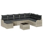 vidaXL Ensemble de Canapés de Jardin 9 Pièces avec Coussins Gris Poly Rattan