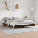 vidaXL Cadre de lit chêne fumé 180x200 cm bois d'ingénierie