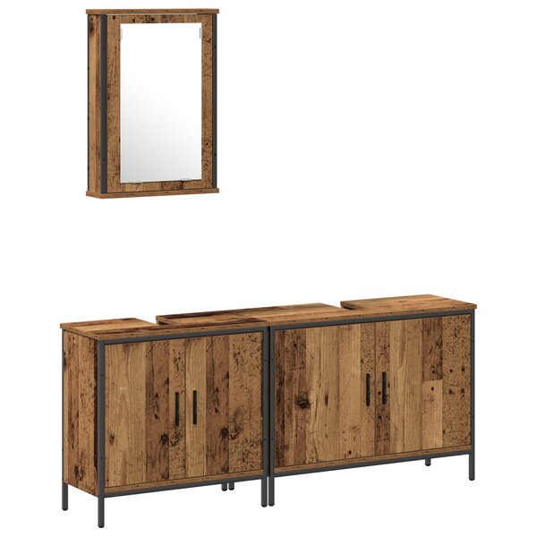 vidaXL Ensemble de meubles de salle de bain 3 pièces en bois ancien