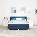 vidaXL Lit à ressorts avec matelas Bleu 160 x 200 cm tissu