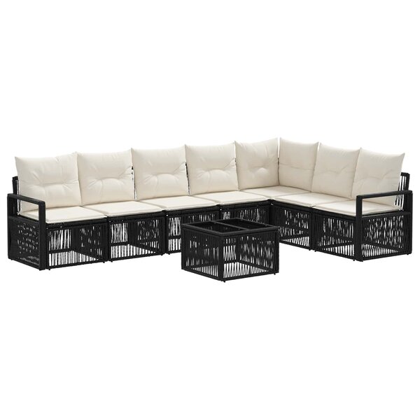 vidaXL Ensemble de canapé de jardin 8 pc Noir polyrotin