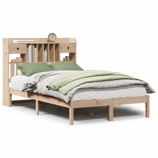 vidaXL Lit bibliothèque sans matelas 135x190 cm bois de pin massif