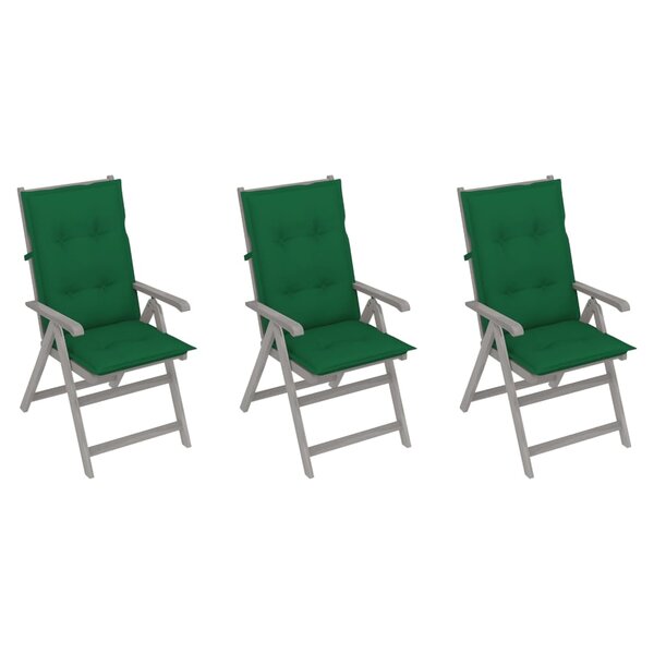 vidaXL Chaises inclinables de jardin 3 Pièces avec coussins Bois d'acacia