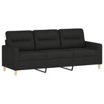 vidaXL Ensemble de canapés 3 Pièces avec coussins Noir Tissu