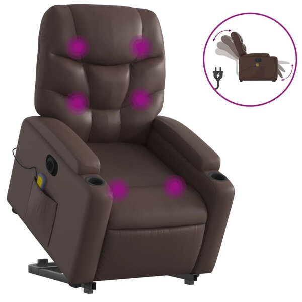 vidaXL Fauteuil inclinable de massage électrique marron similicuir