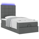 vidaXL Lit ottoman avec matelas et LED Gris foncé 80x200cm tissu