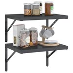 vidaXL Étagères murales 2 Pièces 50x40x3 cm noir acier inoxydable