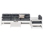 vidaXL Salon de jardin avec coussins 6 Pièces blanc bois de pin massif