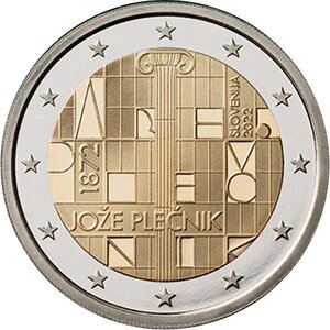 Pièce de monnaie 2 euro commémorative slovénie 2022 – jože plečnik