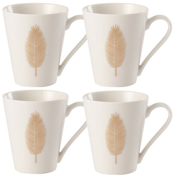 Coffret de 4 mugs plumes en porcelaine blanche