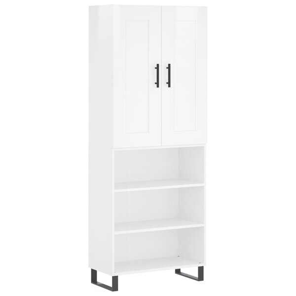 vidaXL Buffet haut Blanc brillant 69 5x34x180 cm Bois d'ingénierie