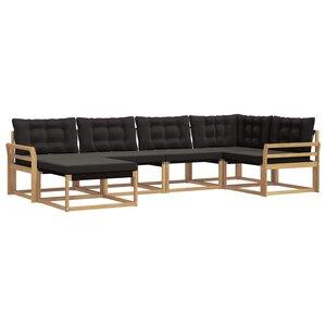 vidaXL Ensemble de canapés d'extérieur 6 pc Blanc et noir