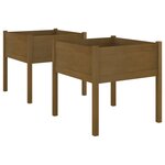 vidaXL Jardinières 2 Pièces Marron miel 70x70x70 cm Bois de pin massif