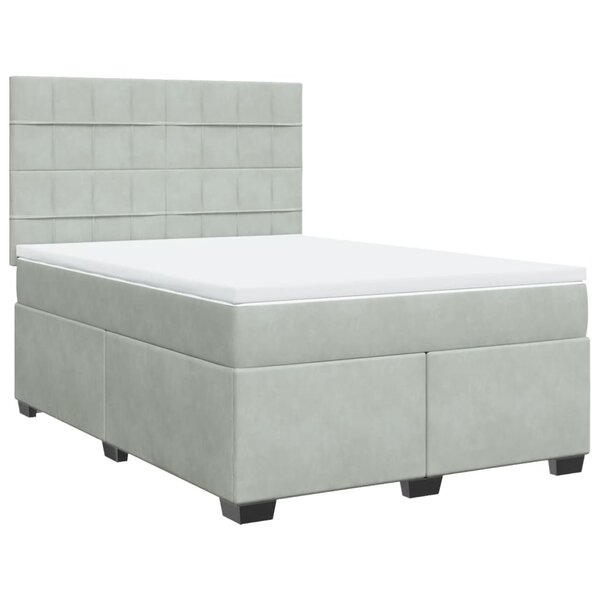 vidaXL Sommier à lattes de lit et matelas Gris clair 160x200cm Velours