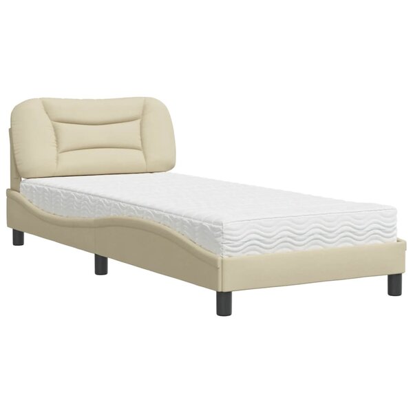 vidaXL Lit avec matelas Hvar crème 80x200 cm tissu