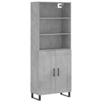 vidaXL Buffet haut Gris béton 69 5x34x180 cm Bois d'ingénierie