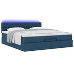 vidaXL Lit ottoman avec matelas et LED bleu 180x200cm tissu