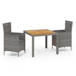 vidaXL Ensemble à manger d'extérieur 3Pièces coussins gris résine tressée
