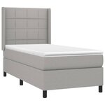 vidaXL Sommier à lattes de lit matelas LED Gris clair 90x200cm Tissu