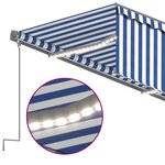 vidaXL Auvent automatique store LED capteur de vent 3x2 5 m Bleu/blanc