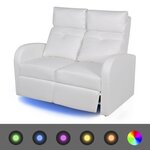 vidaXL Fauteuil inclinable à LED à 2 places Cuir artificiel Blanc