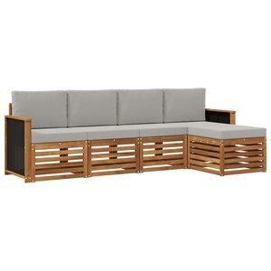 vidaXL Ensemble de canapés d'extérieur 5 pc Naturel et gris clair