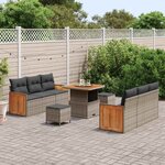 vidaXL Ensemble de canapé de jardin avec coussin 9 Pièces Gris