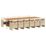 vidaXL Ensemble à manger de jardin et coussins 13 Pièces beige
