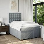 vidaXL Sommier à lattes de lit et matelas gris clair 120x190 cm tissu