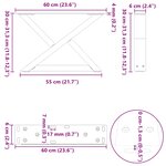 vidaXL Pieds de table basse 2 pièces Blanc 60 x (30-31 3) cm Acier