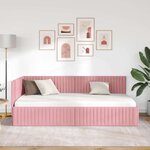 vidaXL Cadre de lit d'angle avec tête de lit Rose 100 x 200 cm Velours