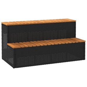 VidaXL Marche bain à remous noir 100x50x50 5cm polyrotin acacia massif