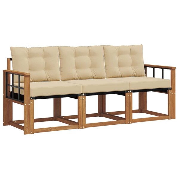vidaXL Ensemble de canapés d'extérieur 3 pc Naturel et Beige