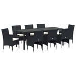 vidaXL Ensemble de salle à manger pour jardin 9 pc Noir polyrotin
