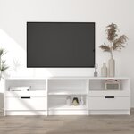 vidaXL Meuble TV Blanc brillant 150x33 5x45 cm Bois d'ingénierie