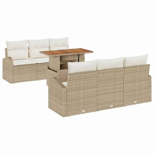 vidaXL Ensemble de canapé de jardin 7 Pièces Beige Poly rotin