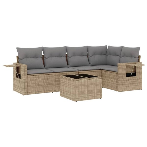 vidaXL Salon de jardin avec coussins 6 Pièces beige résine tressée